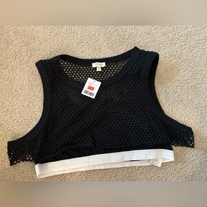 Silence + Noise Black Mesh Top